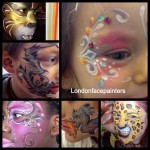 Face painting composite of 6 face painting images