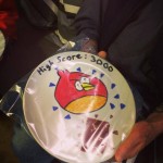 IKEA plate decorated with Angry Bird high score