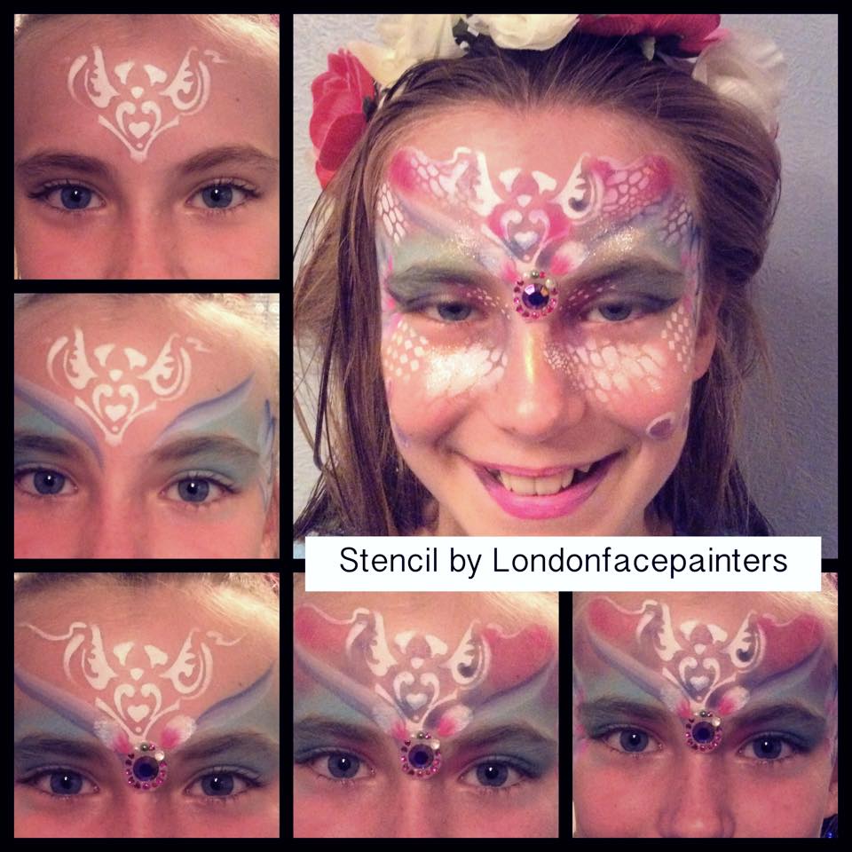 Carnival face pinting in stages by London Face Painters