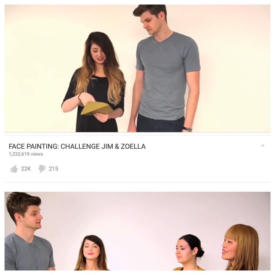 Annie from London Face Painters teaching Jim and Zoella how to face paint, on the Daily Challenge