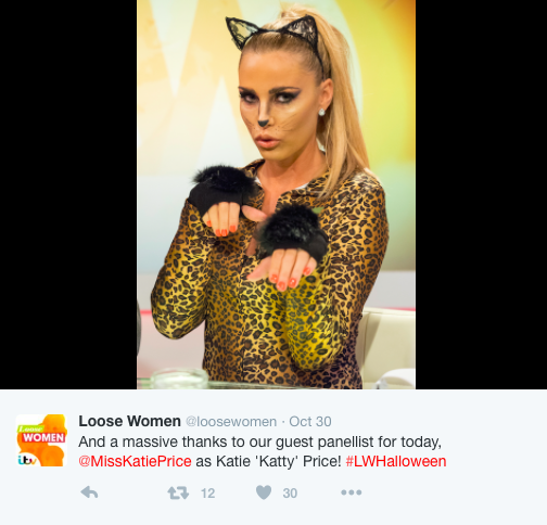 katie price in cat costume and face paint